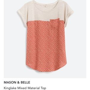 Short sleeve mixed media Stitch Fix top, size Large